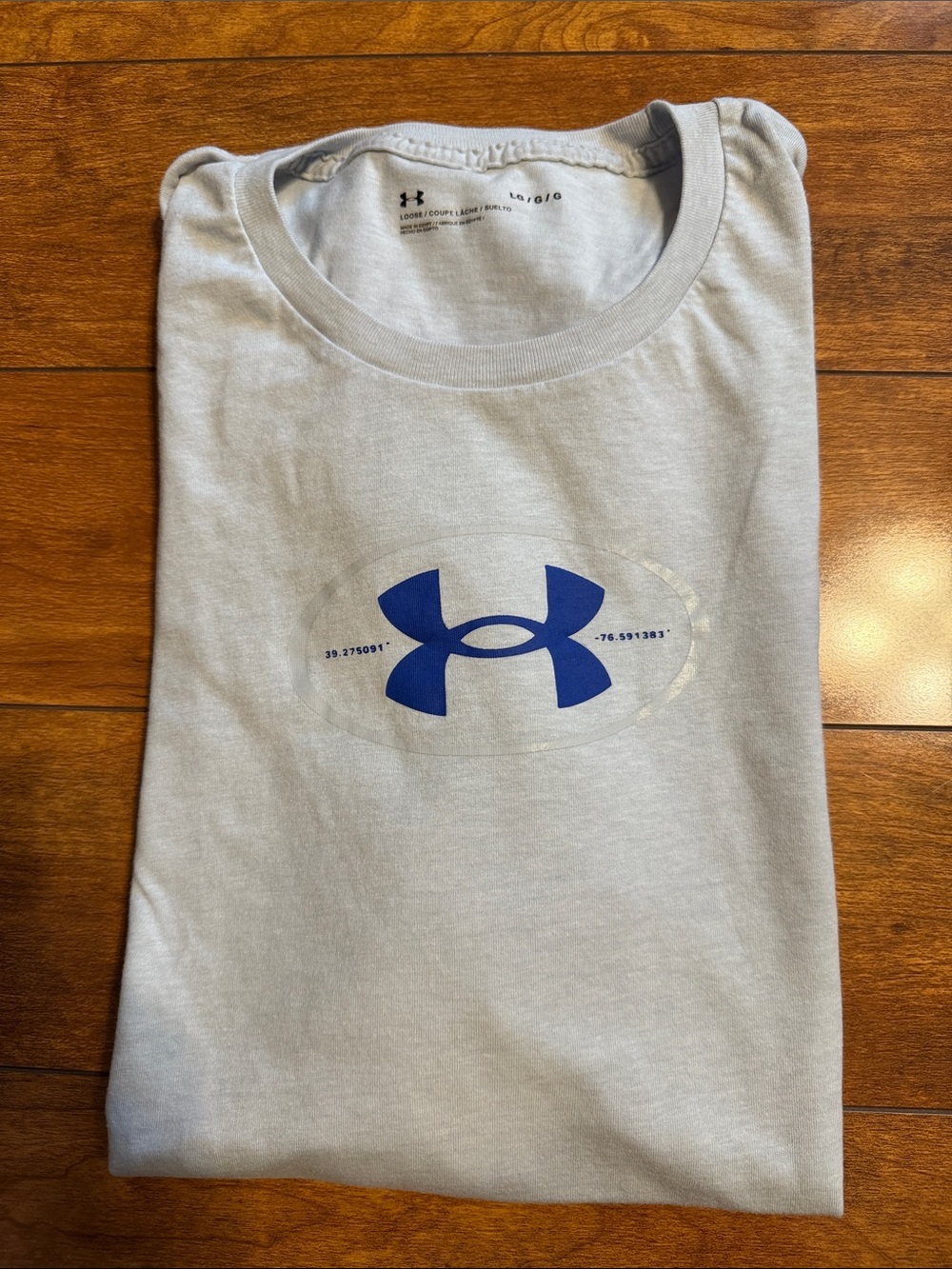 Under Armour Light Gray Short Sleeve Tee with Blue Logo